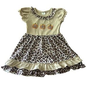 Girl's Dress Size 4T Leopard Print Pumpkin Fall‎ Autumn Ruffle Cute Outfit